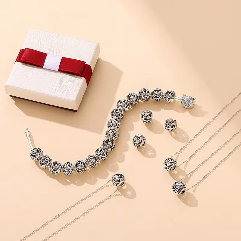 WOSTU Genuine 925 Sterling Silver Fashion Letter A-Z Beads Charm fit Original Bracelet Necklace Woman DIY Jewelry Making CQC738