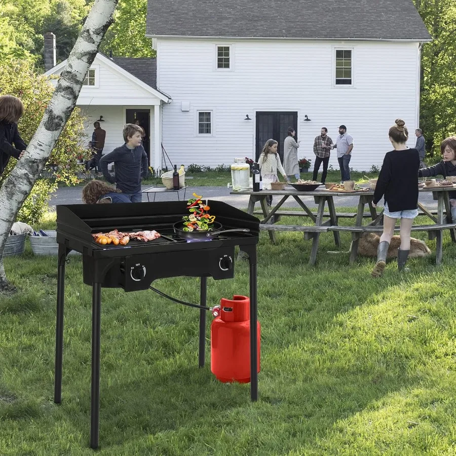 2-الشعلة في الهواء الطلق المحمولة البروبان الموقد 150000 وحدة حرارية بريطانية طباخ غاز مع الزجاج الأمامي حمل حقيبة الثقيلة الحديد الزهر الباحة Bu