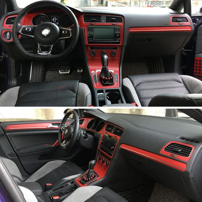 For VW Volkswagen Golf 7 MK7 Interior Central Control Panel Door Handle 5D Carbon Fiber Stickers Decals Car Styling Accessorie