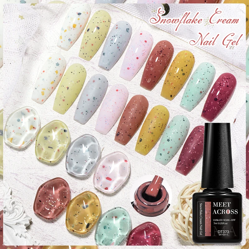 7mlスノーフレーククリームグリッタージェルネイルポリッシュ カラフルスパンコール セミパーマネントネイルアートデコレーション UV/LEDジェルネイル DIY用