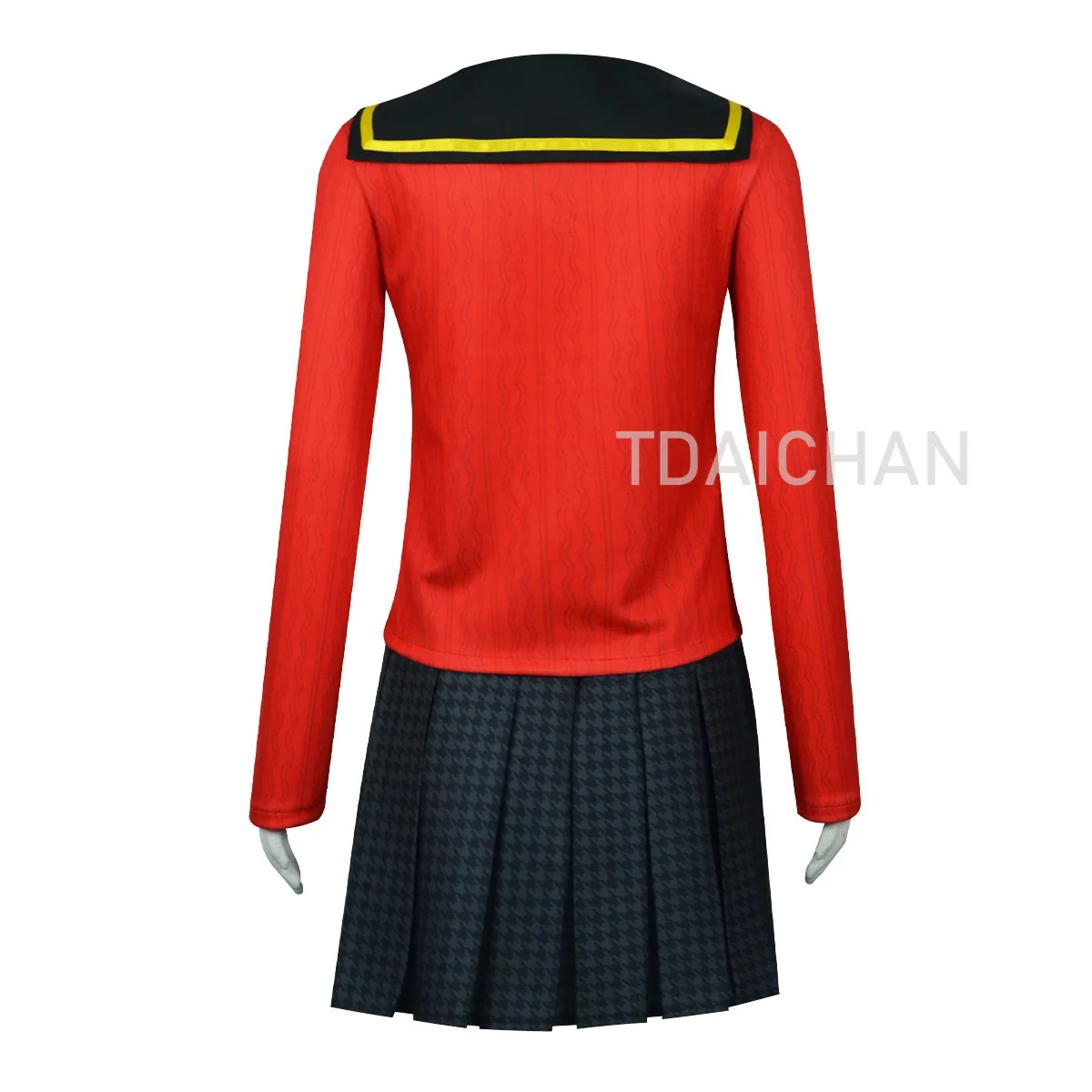 Persona 4 Golden Amagi Yukiko Cosplay Costume Red Sailor Uniform Plaid Skirt 80cm Black Wig Halloween School Outfit P4G - view 4