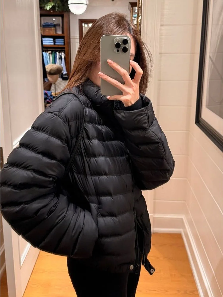 

Утепленная стеганая куртка MBNLF "Meh Bla" с капюшоном, ультраплотная, в полоску, повседневная, теплая, для осени и зимы