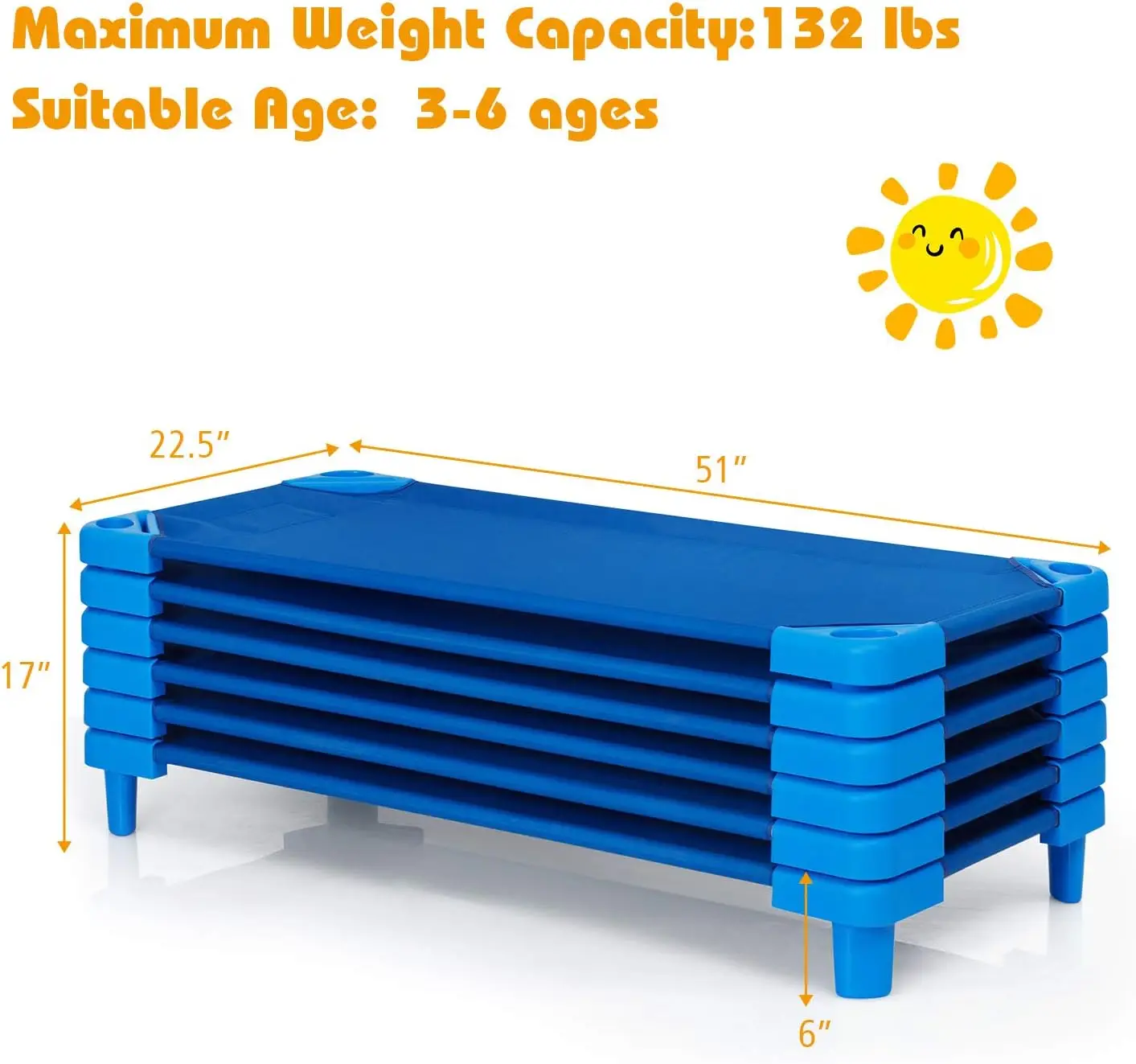 Sleeping Daycare Cots for Kids, Portable Toddler Nap Cots, 52\