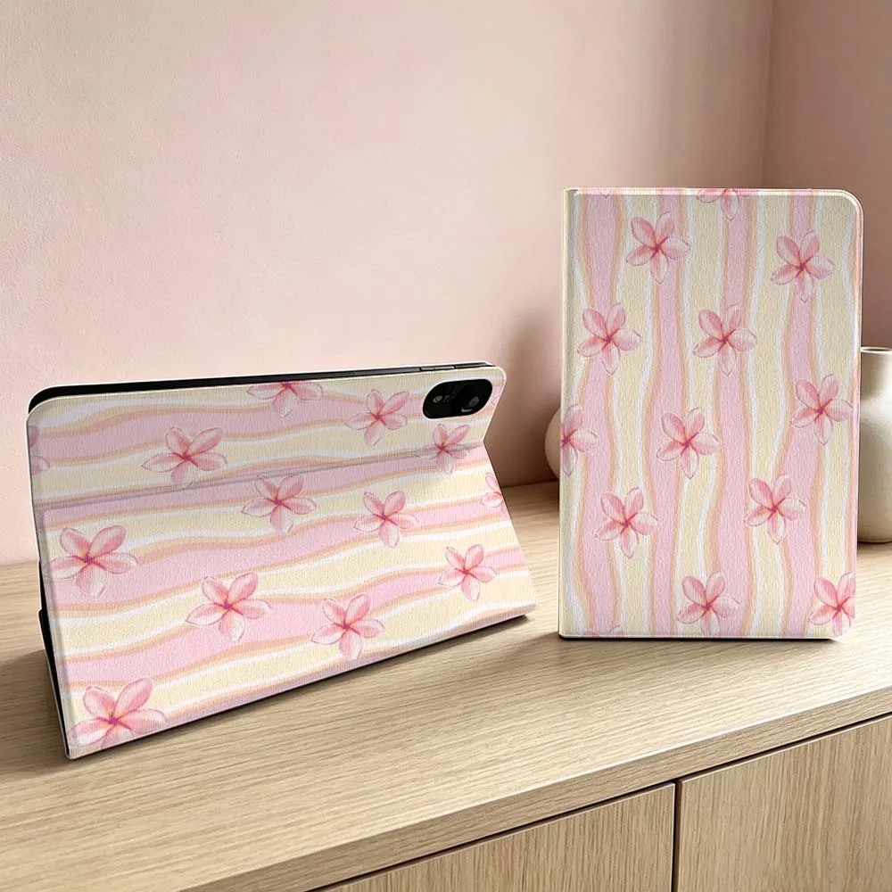 

Pink Plumeria Stripe Pattern For Xiaomi Redmi Mi Pad 8 7 6 5 4 2 SE K Pro Max Ultra Poco Pad Foldable Tablet Case Soft
