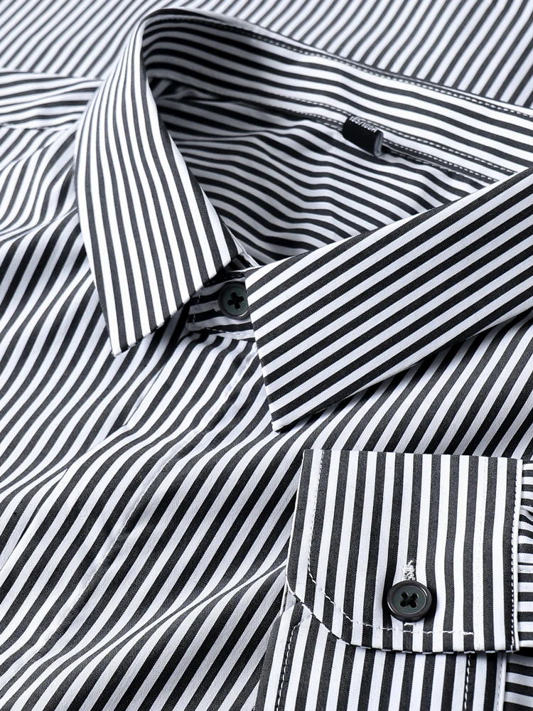 

Men's Long Sve Striped irt Casual Faion k Button Busin Formal High-End Sensation Slim Fit Weave Cloth
