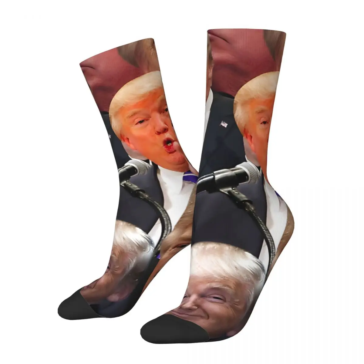 1 Pair Funny Happy Donald Trump Collage Vintage Harajuku 2024 Trump Shooting Hip Hop Novelty Casual Crew Crazy Sock