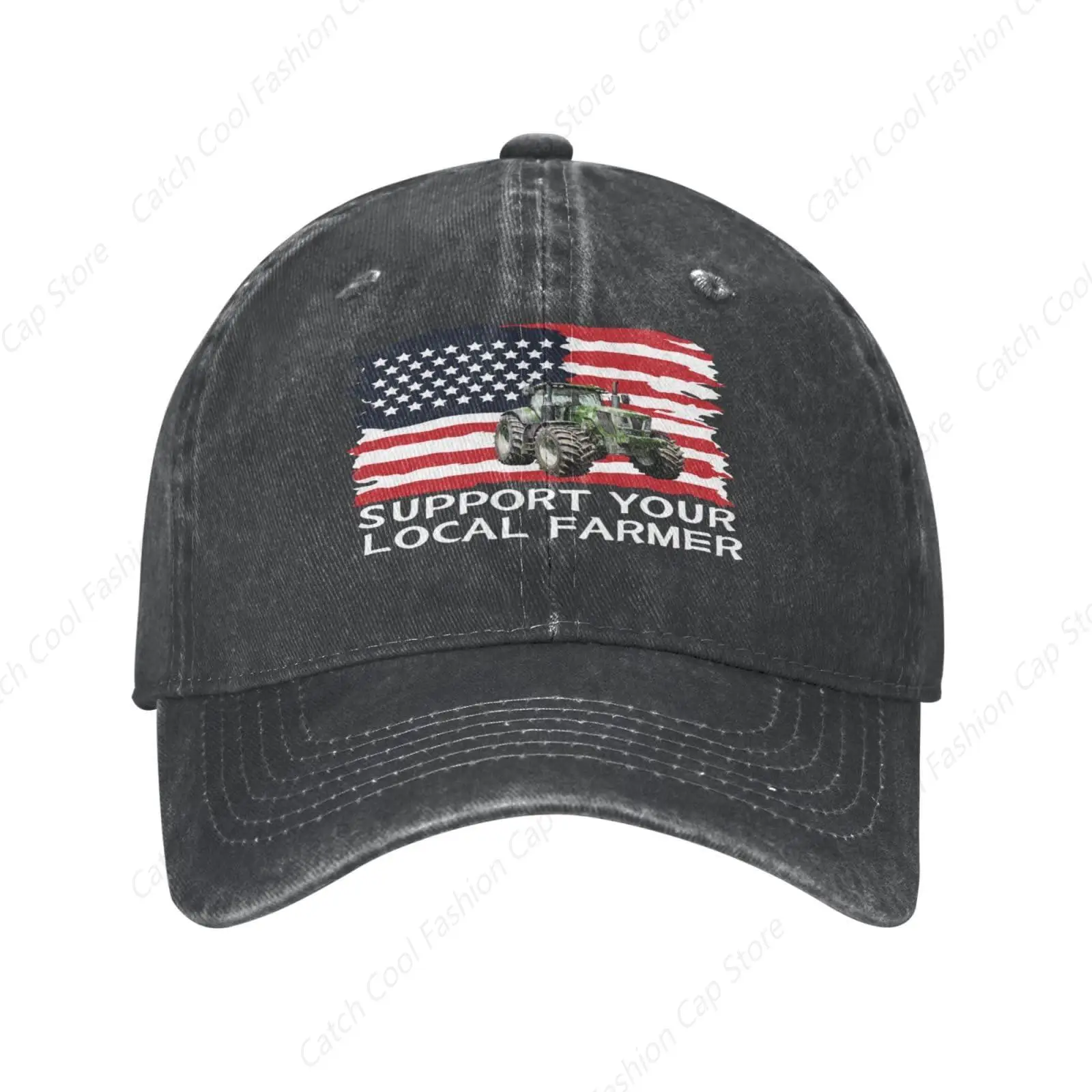 

Support Your Local Farmers Baseball Cap for Men Women Vintage Trucker Denim Hat Washed Cotton Fashion Unisex Adjustable Sports