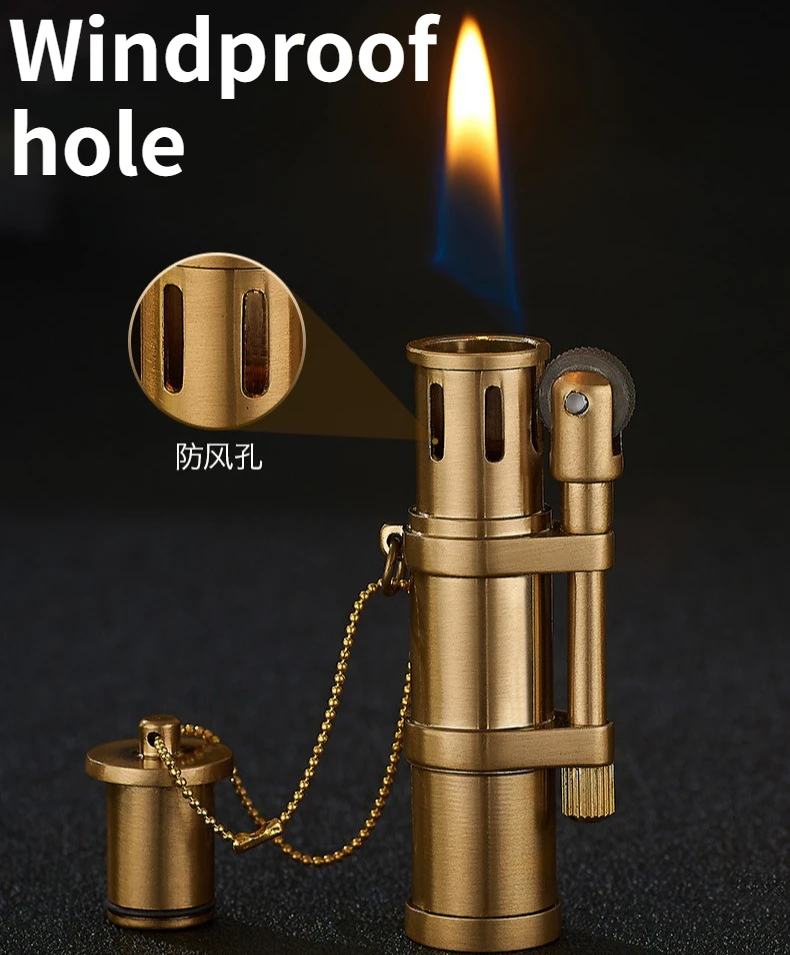 

NEW Creative Bamboo Retro Grinding Wheel Lighter Windproof Zinc Alloy High-end Lighter Men's Gift Cigarette Accessories