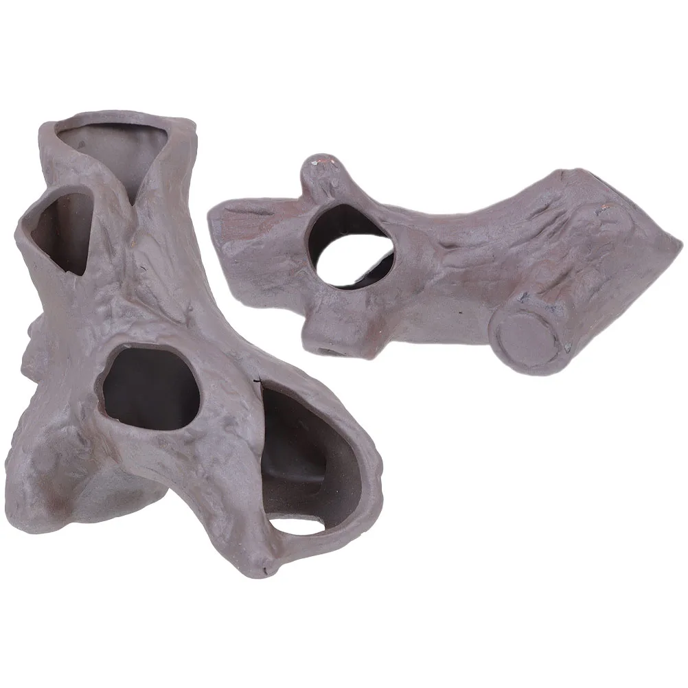 

2 Pcs Fish Tank Decoration Shrimp Hide Cave Hideout Aquarium Landscape Decorate Ornament Purple Clay Betta Accessory