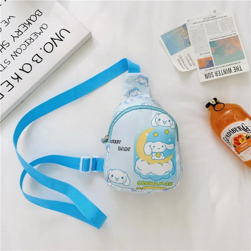 حقيبة صدر Cinnamoroll & Kuromi، حقيبة كتف كرتونية، حقيبة صدر خفيفة، حقيبة تخزين عصرية محمولة، محفظة للعملات المعدنية، حقيبة الهاتف المحمول