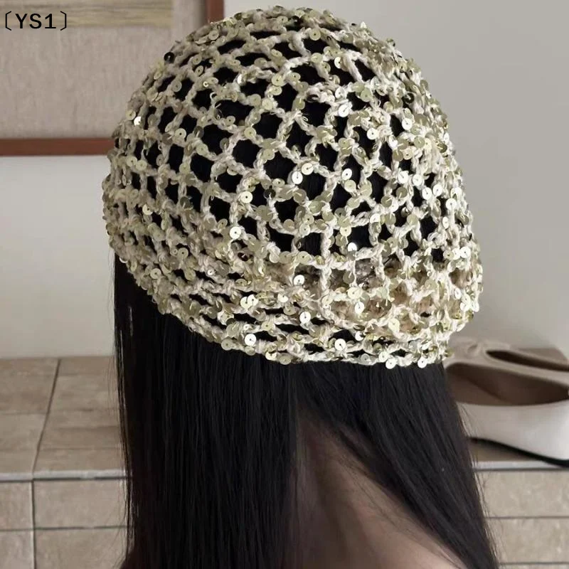 〔YS1〕Ins Style Sequined Hollow Pullover Hats Women Summer And Autumn Travel Photo Atmosphere Versatile Casual Y2K Beanies