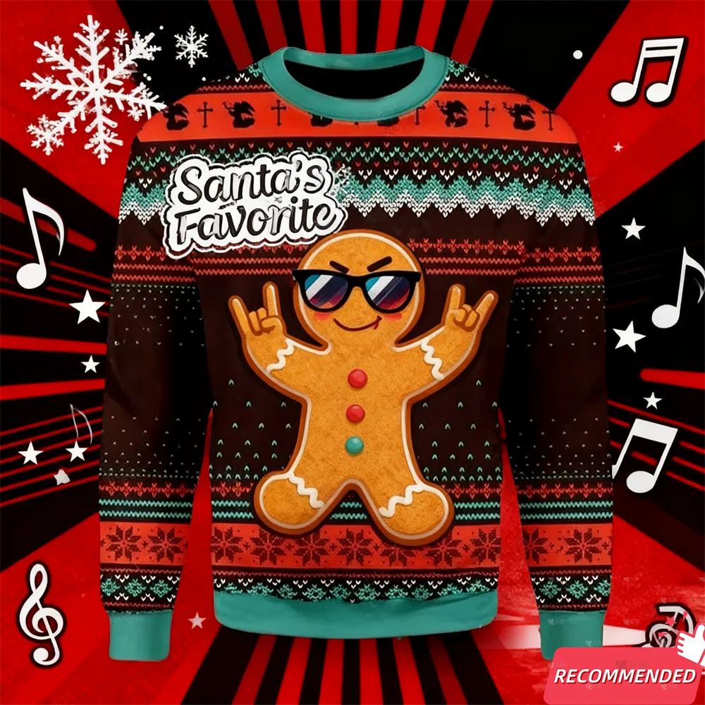 HOHOHO الزنجبيل رجل الرجال الجرافيك بلوزات مضحك القبيح عيد الميلاد سترة Harajuku موضة الكرتون البلوز البلوزات البلوفرات #2