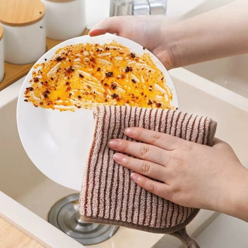 5pcs Microfiber Kitchen Dish Cloth Super Absorbent Cleaning Cloth Non-Stick Oil Wipe Rags Household Cleaning Towels Tools
