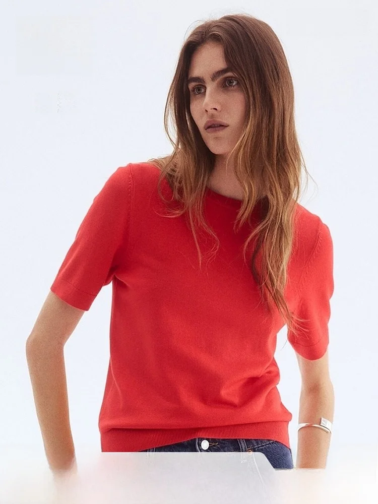 

Модный трикотажный свитер с круглым вырезом, женский вязаный джемпер для ношения под одеждой, весенняя коллекция H&M, женская модная одежда