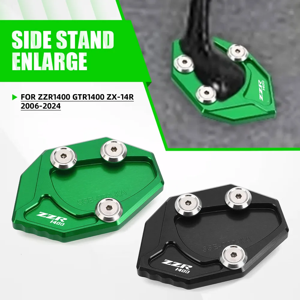 ZX14 ZZR 1400 GTR 1400 Motorcycle Kickstand Foot Pad Side Stand Enlarge Sidestand For KAWASAKI ZZR1400 GTR1400 ZX-14R 2006-2024
