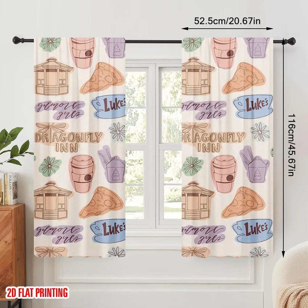 2pcs,2D plane printing Minimalist Curtains StarsHollowPattern Versatile Fabric (without rod) Outdoor Decorations Ldeal for