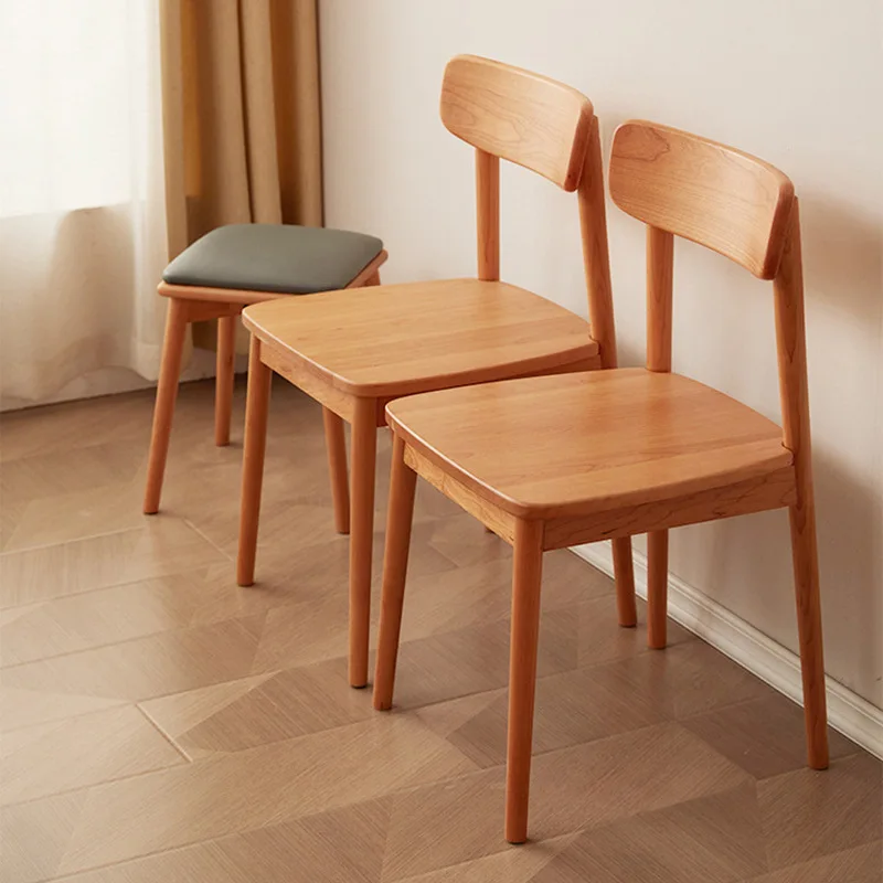 

Customizable Cherry Wood Restaurant Fitted Home Backrest Stool White Oak Green Chair