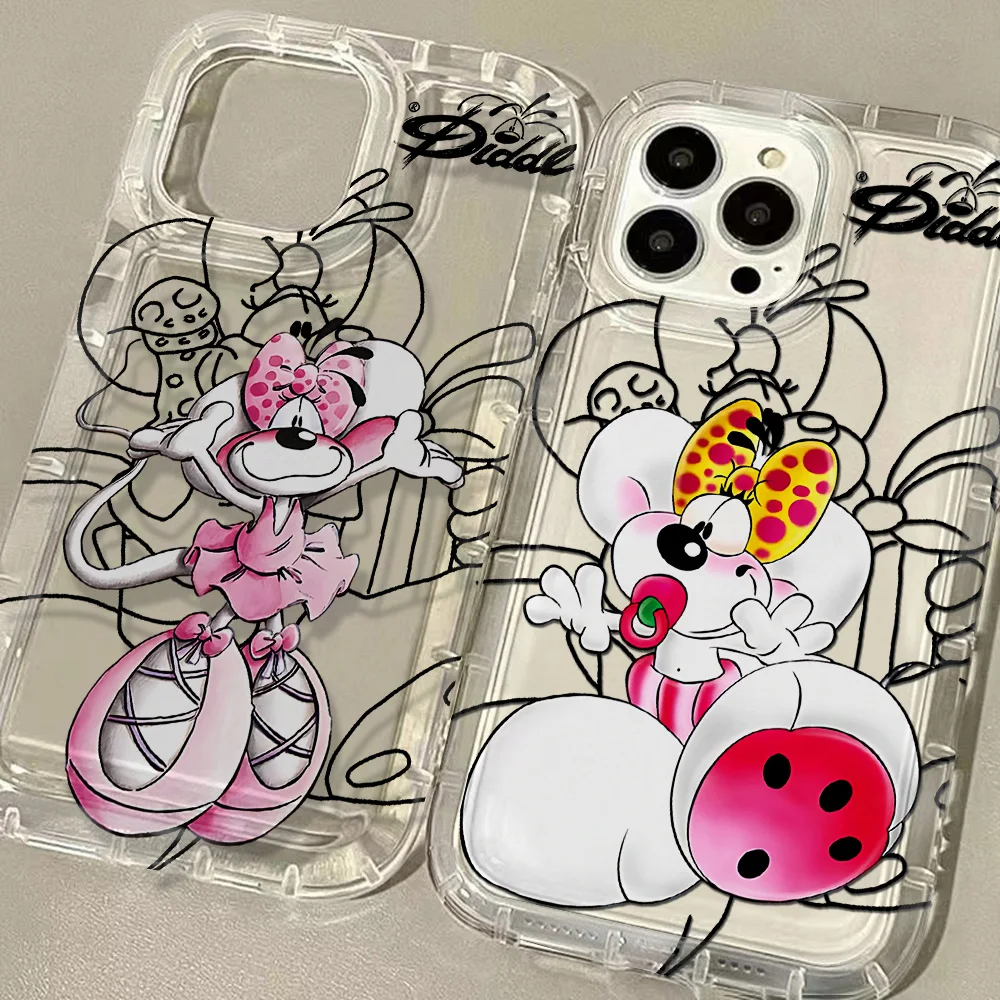 Cartoon D-Diddls Handyhülle für iPhone 17 16e 16 15 14 13 12 11 Pro Max 7 8 Plus X XR XSMax Airbag Sturzsichere Transparente Hülle