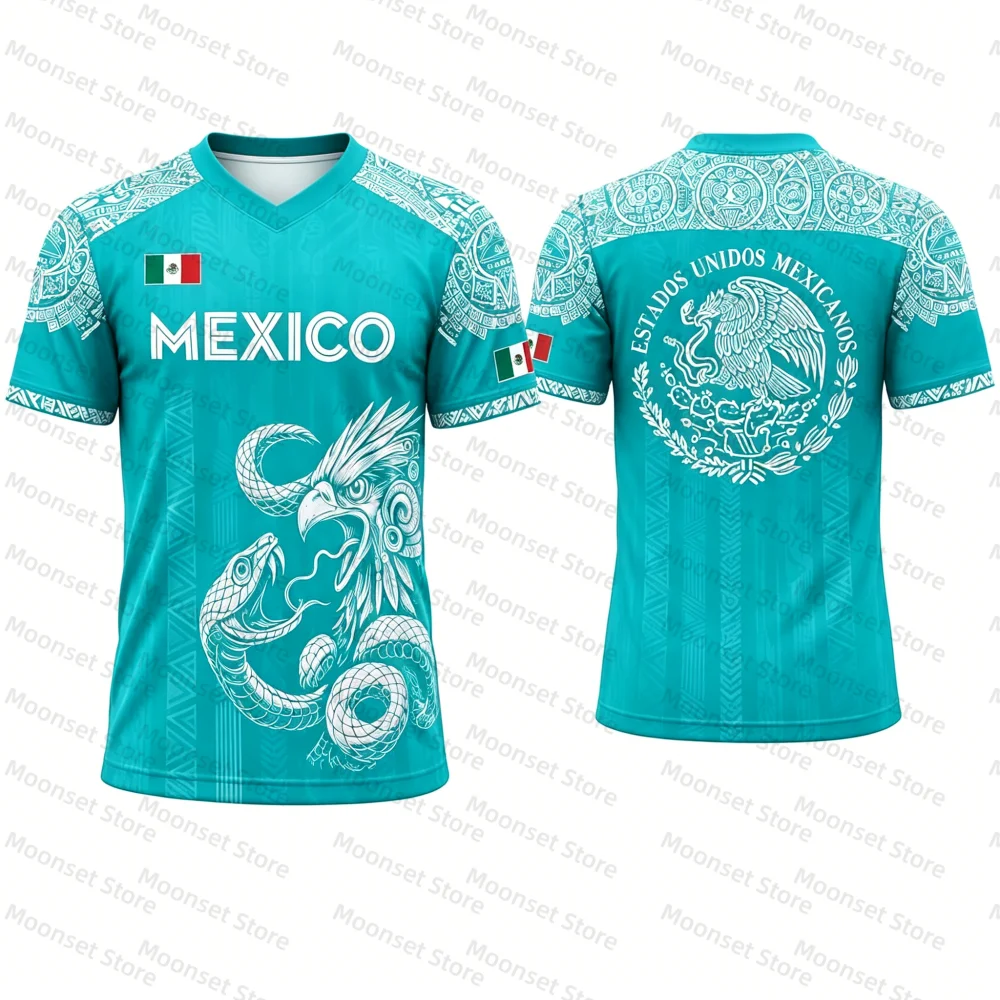 Pink Mexico Eagle Graphic T Shirt For Women t-shirt Retro Aztec Pattern Short Sleeve Casual Streetwear Football Fan Jersey Tops