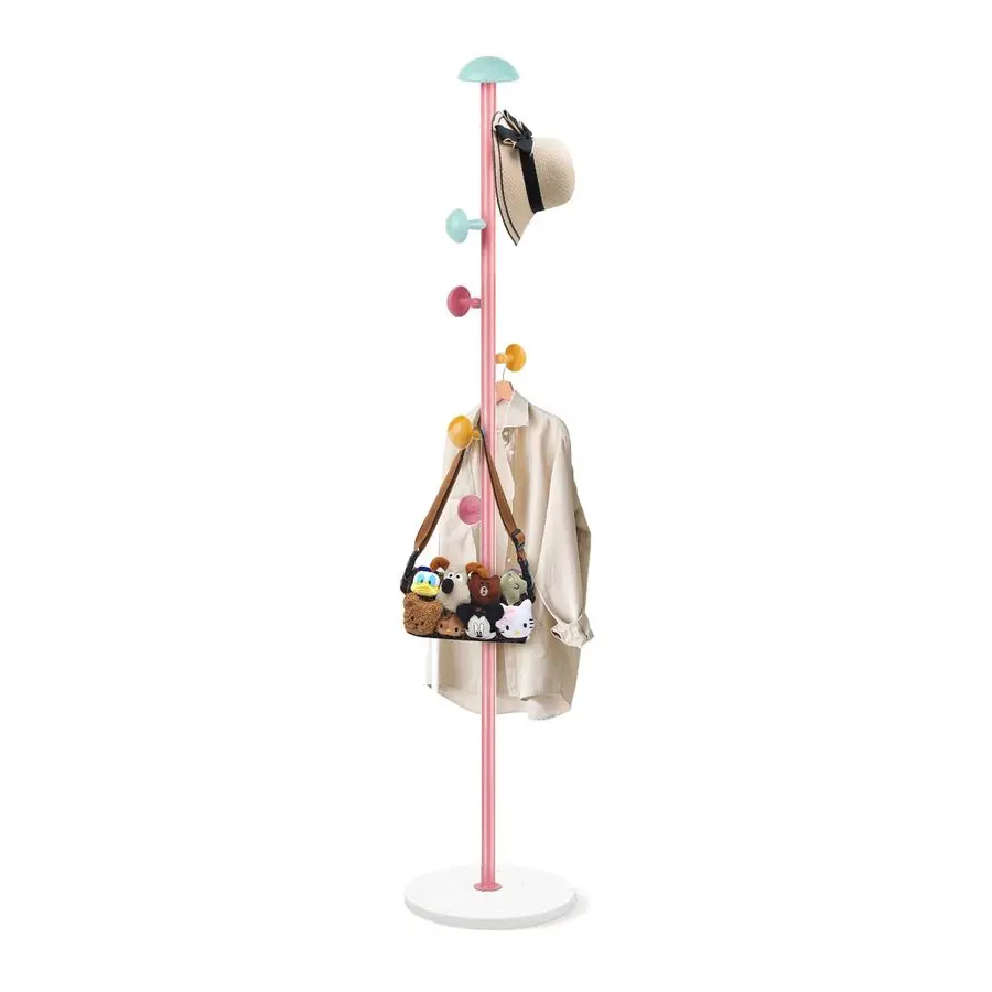 

Mushroom Coat Rack, Free Standing Hall Coat Tree with 7 Mushroom Hooks, 2 Adjustable Height Metal Coat Tree Clothes Hanger for