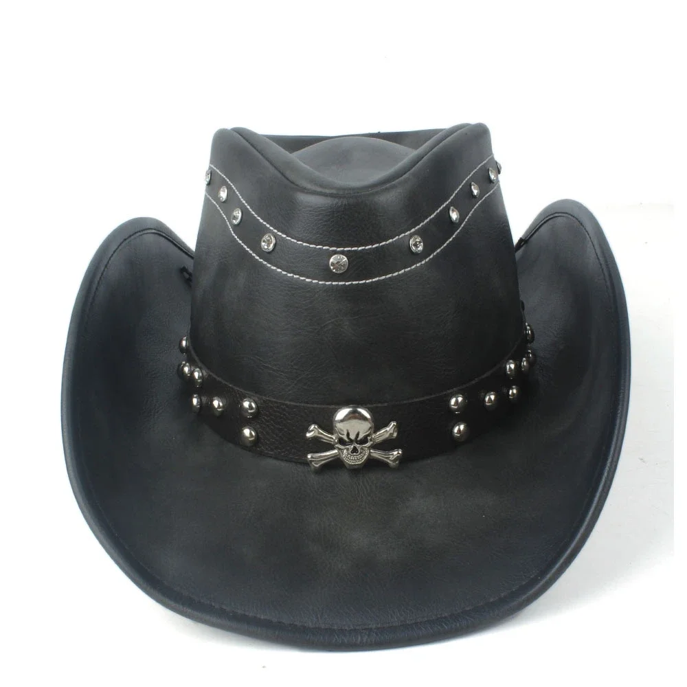 

100% Leather Men Western Cowboy Hat For Gentleman Dad Jazz Sombrero Hombre Caps Size 58-59CM 36 Stlye