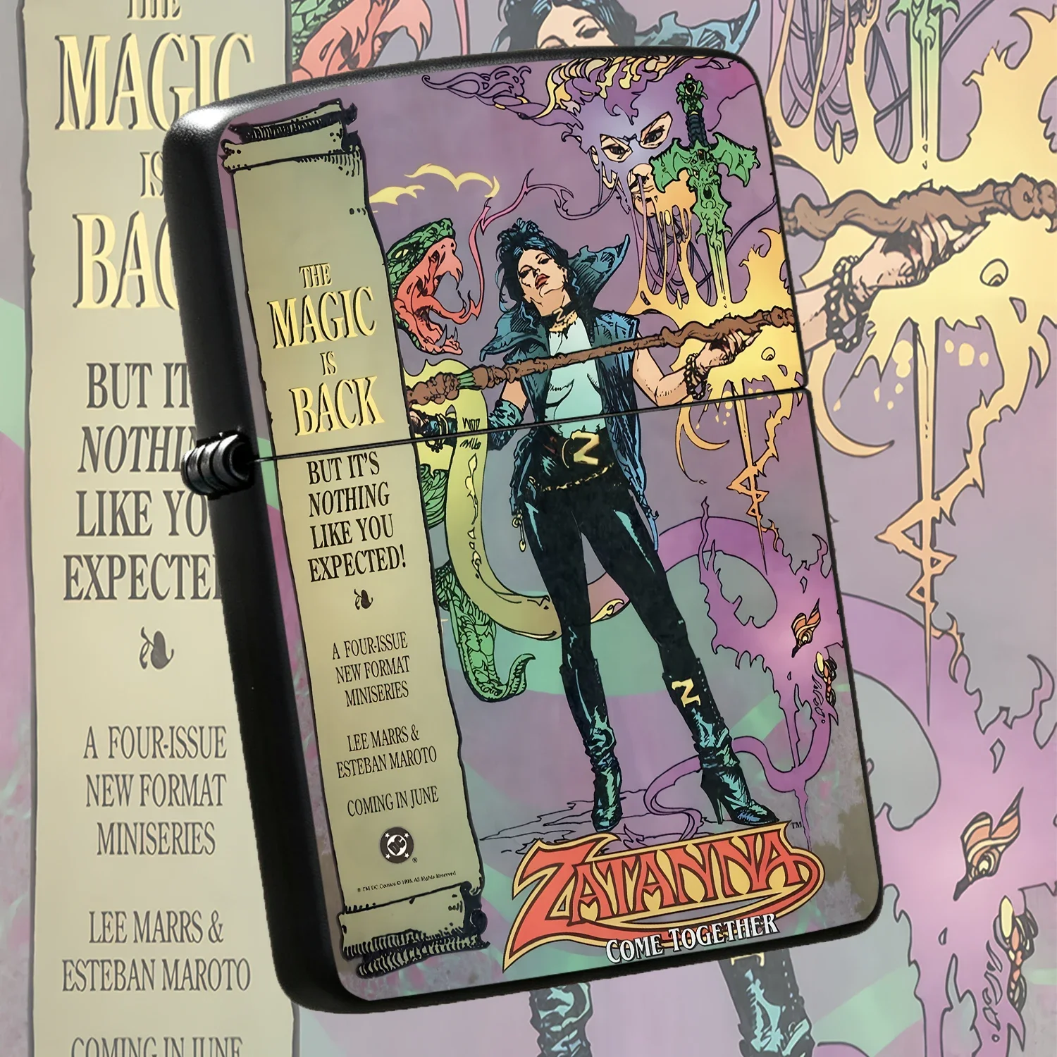 Vintage Comic Zatanna Themed Lighter, Classic Magic Girl Peripheral Creative Trendy Decor, Practical Item For Daily Gathering Collection, Fits All Scenes, Unique Nostalgic Comic Memorabilia With Exquisite Retro Printing Interesting And Humo