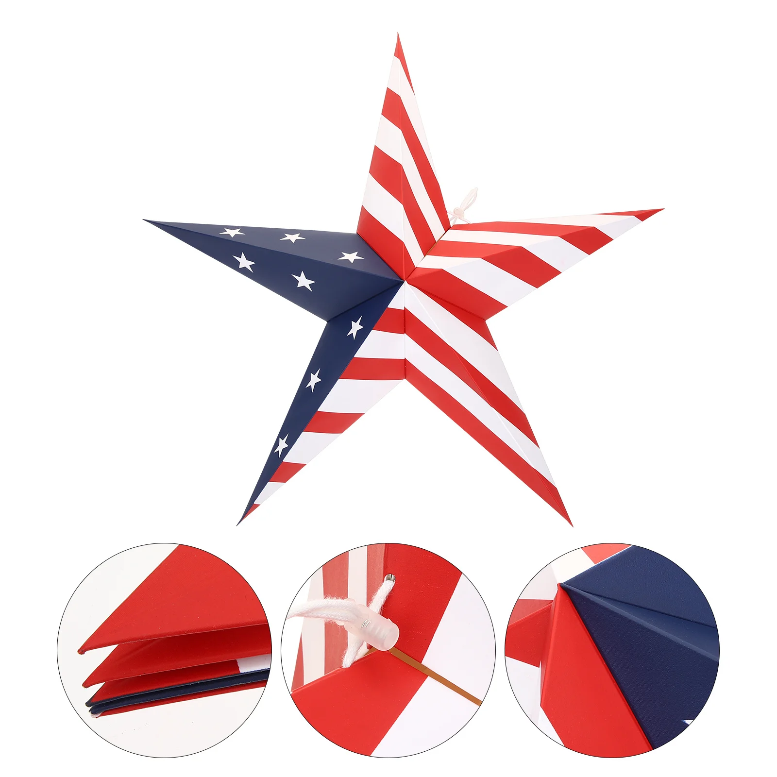 

Folding Paper Star Lampshade 3D Hollowed Design for Bedroom Living Room Decoration Hanging Pendant Light Cover Independence Day