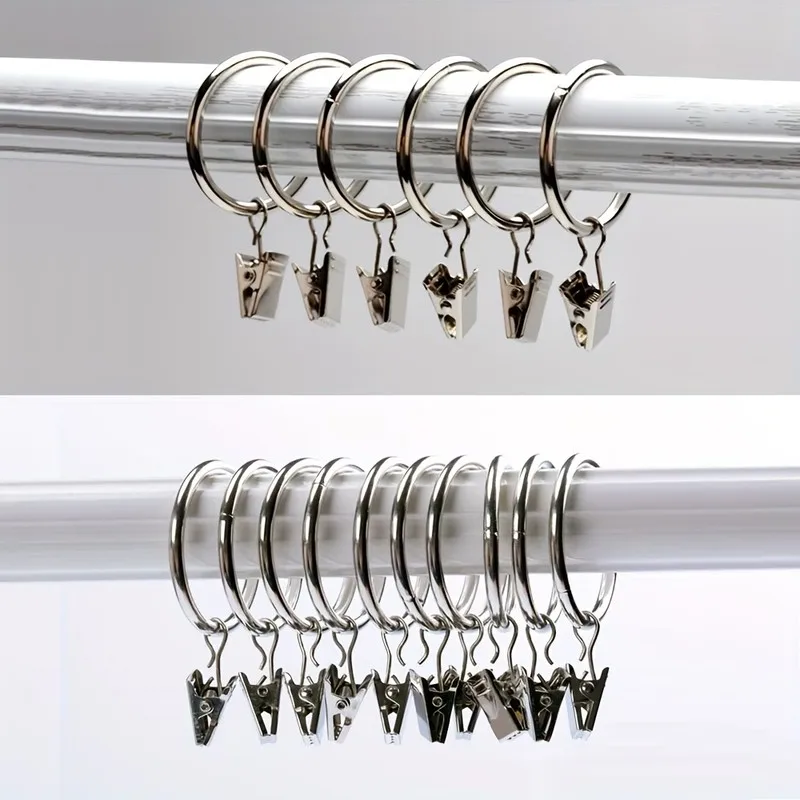 20 pcs 25mm Metal Curtain Hanger Rings, Easy Slide On Rod and Strong Clip Grip, ideal for Bathroom Shower Panels view 4