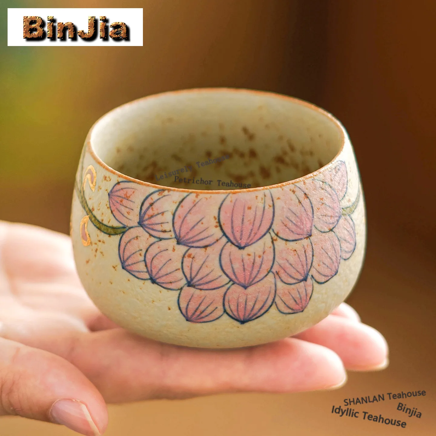 

154ml Hand-painted Lotus Teacup Aesthetic Tea Bowl Water Jug Tea-tasting Meditation Cup Jianzhan Master Cups Teaware Supplies