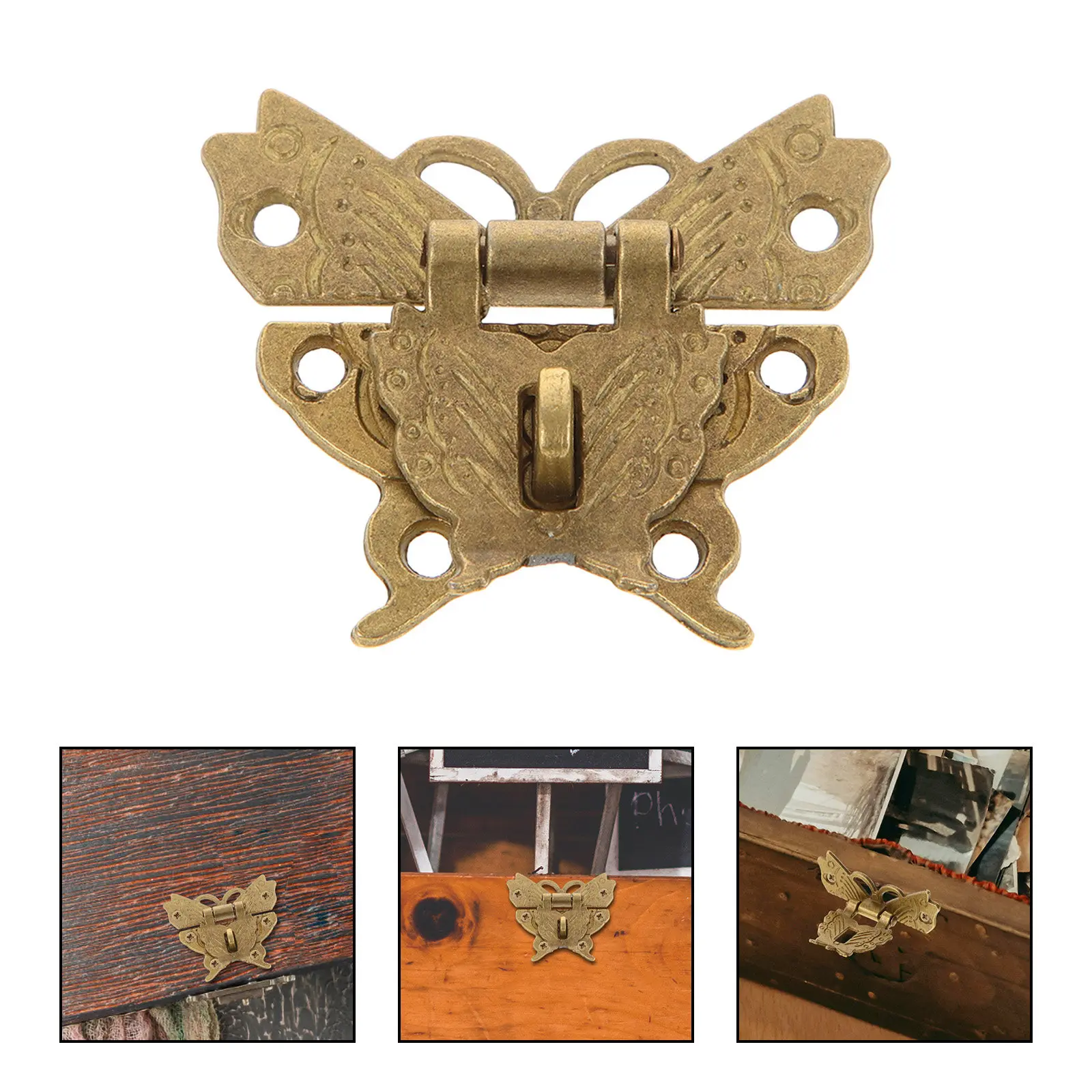2Pcs Alloy Hasp Latch Small Jewelry Box Buckle Cabinet Door Lock Hardware Fitting for DIY Craft Gift Box Suitcase Pet Cage