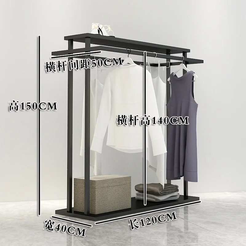 (Customized) high quality garment shop boutique furniture metal clothing rack black clothes rack