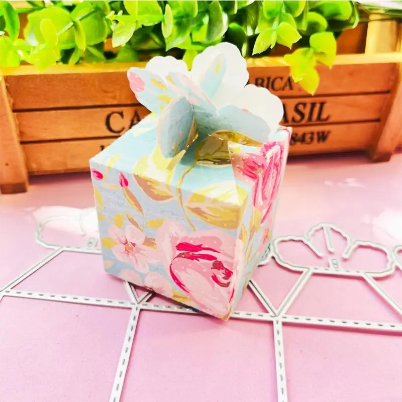 Q39B 3D 꽃 꽃잎 사탕 선물 상자 스티치 금속 절단 다이 스텐실 DIY 수제 접이식 케이스 엠보싱 도구 다이 컷.