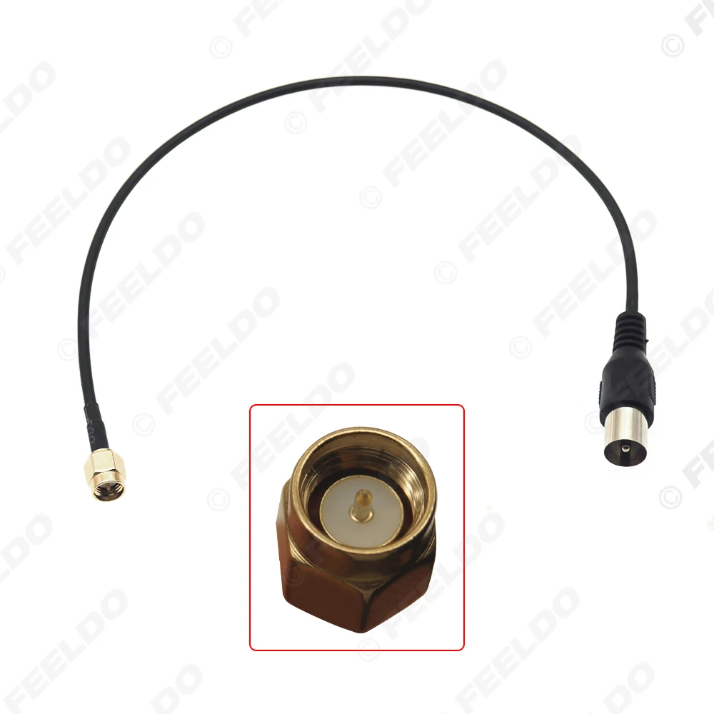 FEELDO RF Connector Cable Assembly IEC DVB-T TV PAL Female to SMA Male Plug Adapter Extension Cable