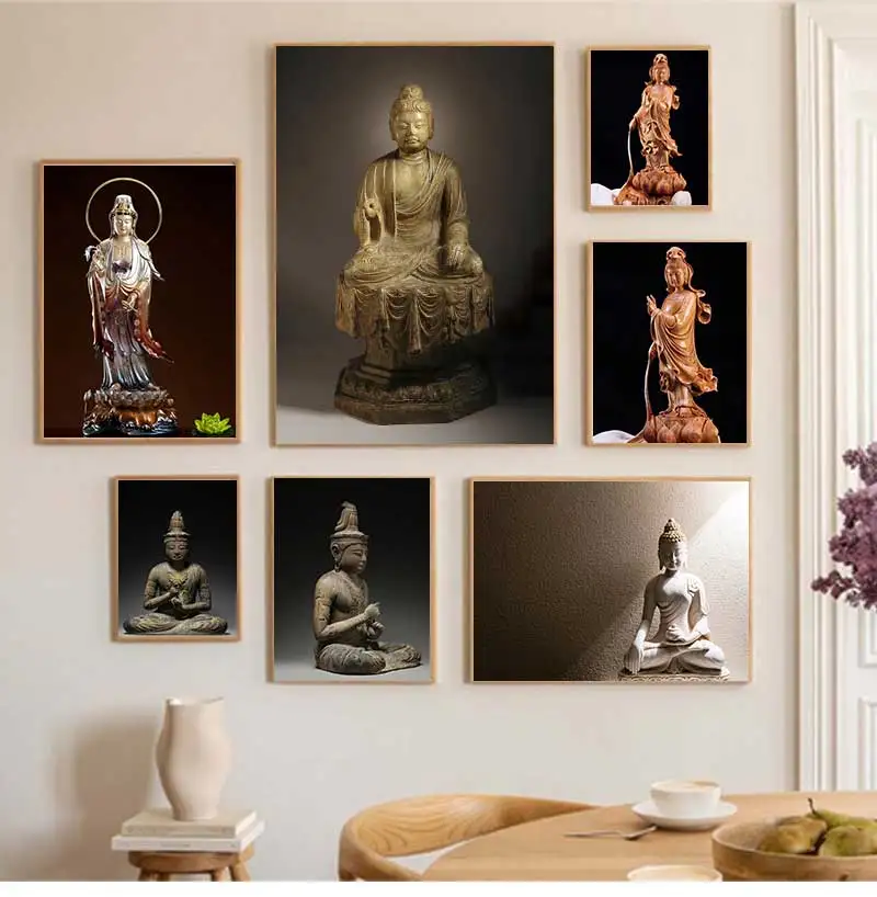 Decoration White Buddha Print Posters Buddha Painting 1 Pieces Home Decor HD Wall Art Pictures For Living Room Wall