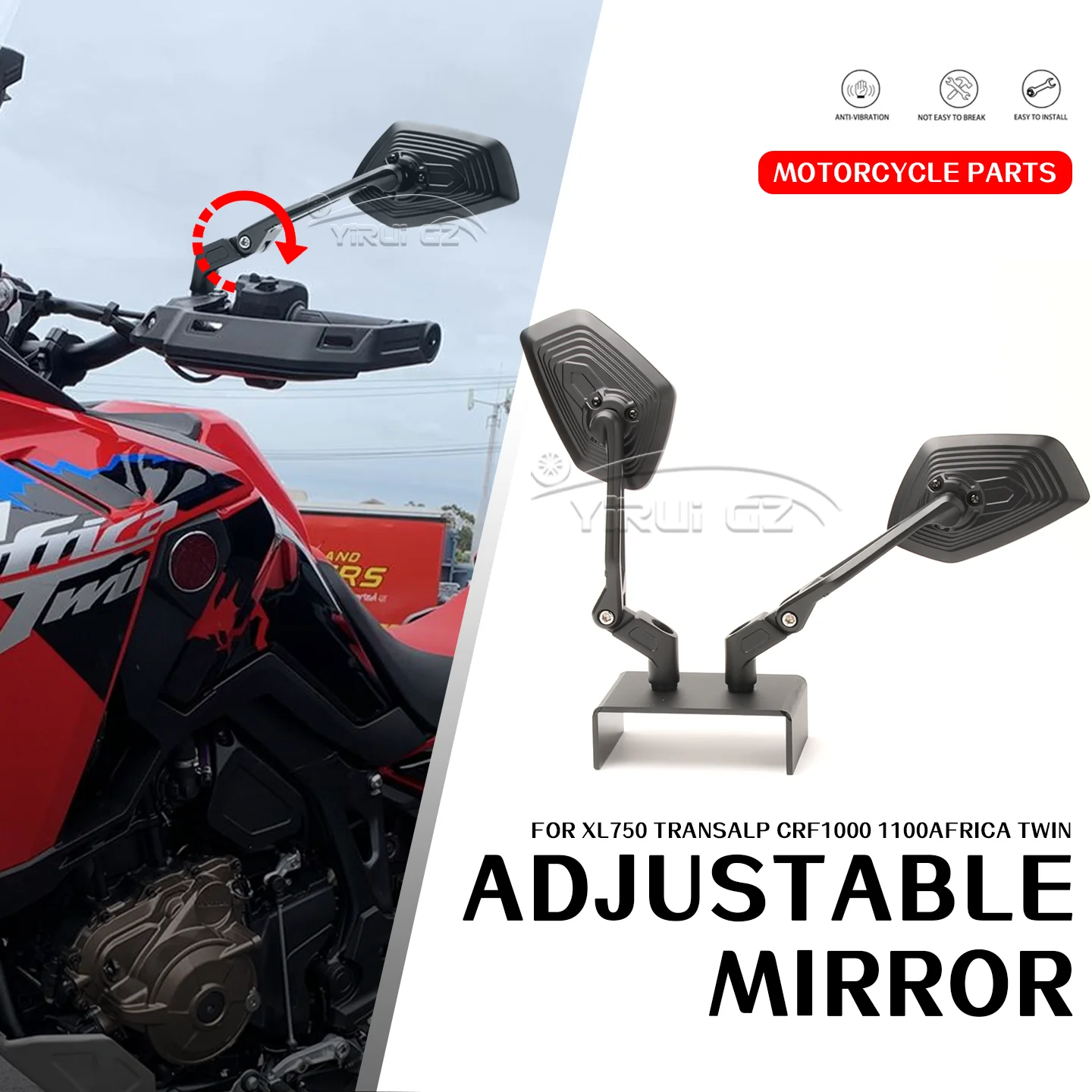 혼다 XL750 XL750 트랜스알프 CRF1000 CRF1100 아프리카 트윈 오토바이 백미러 알루미늄 조절식 사이드 리어 뷰 미러