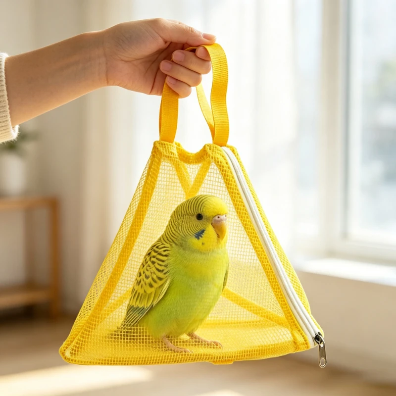 Protable Parrot Carrier with Handle Breathable Mesh Bird Carrier Bag Anti Fly Folding Pet Transport Cage Bird Carrying Pouch