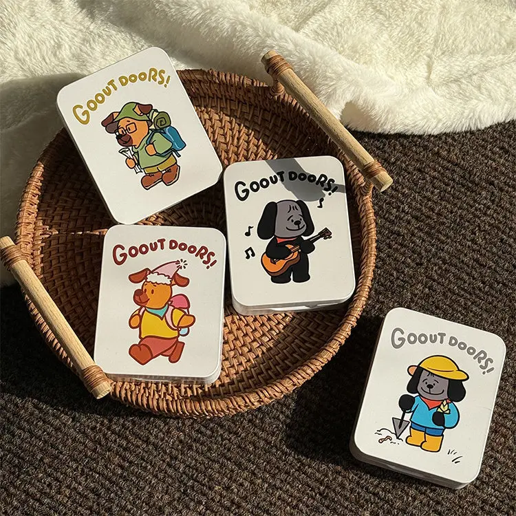 Kawaii Cartoon Dog Metal Storage Tin Box Square Iron Case Kpop Photocard Badge Hairpin Jewelry Small Trinkets Desk Organizer