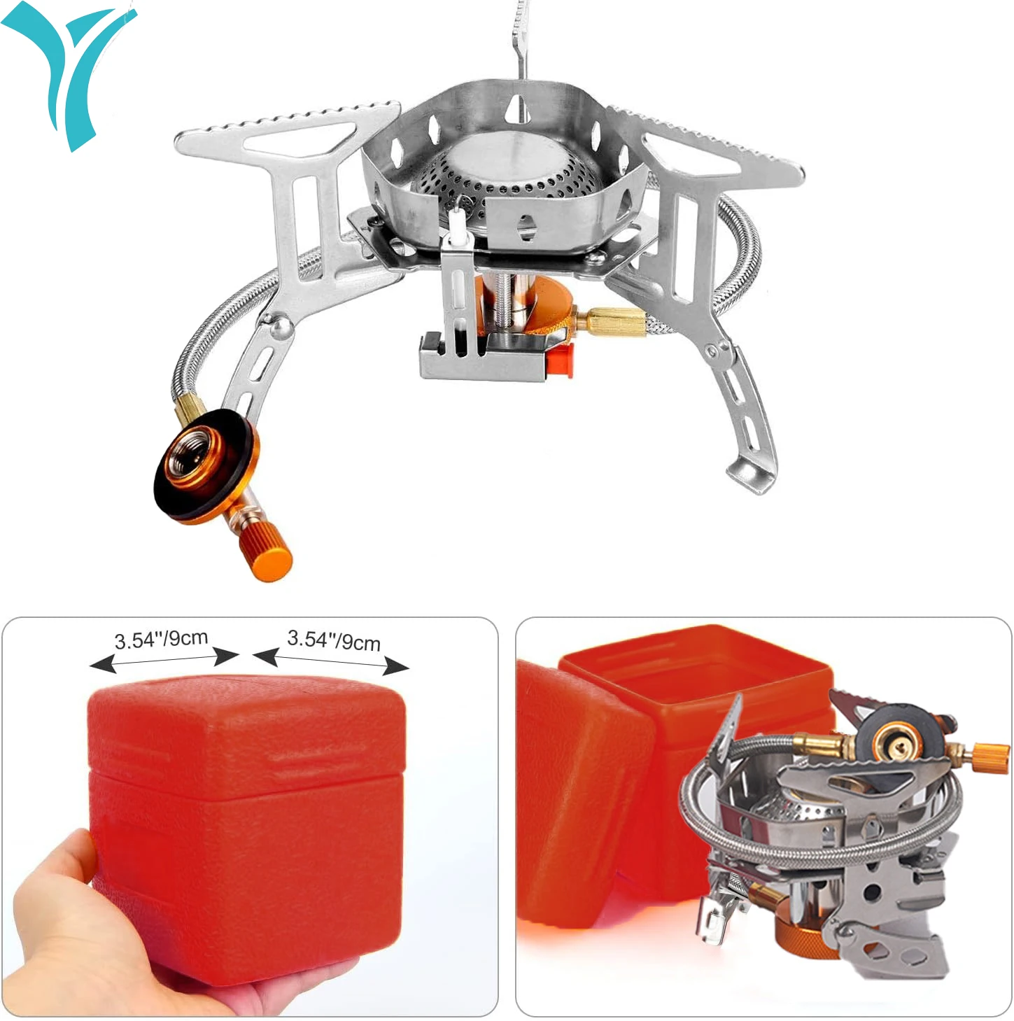 Portable Camping Gas Stove,Windproof Conversion Adapter Folding With Pressure Ignition,Portable,For Outdoor Backpacking/Hiking