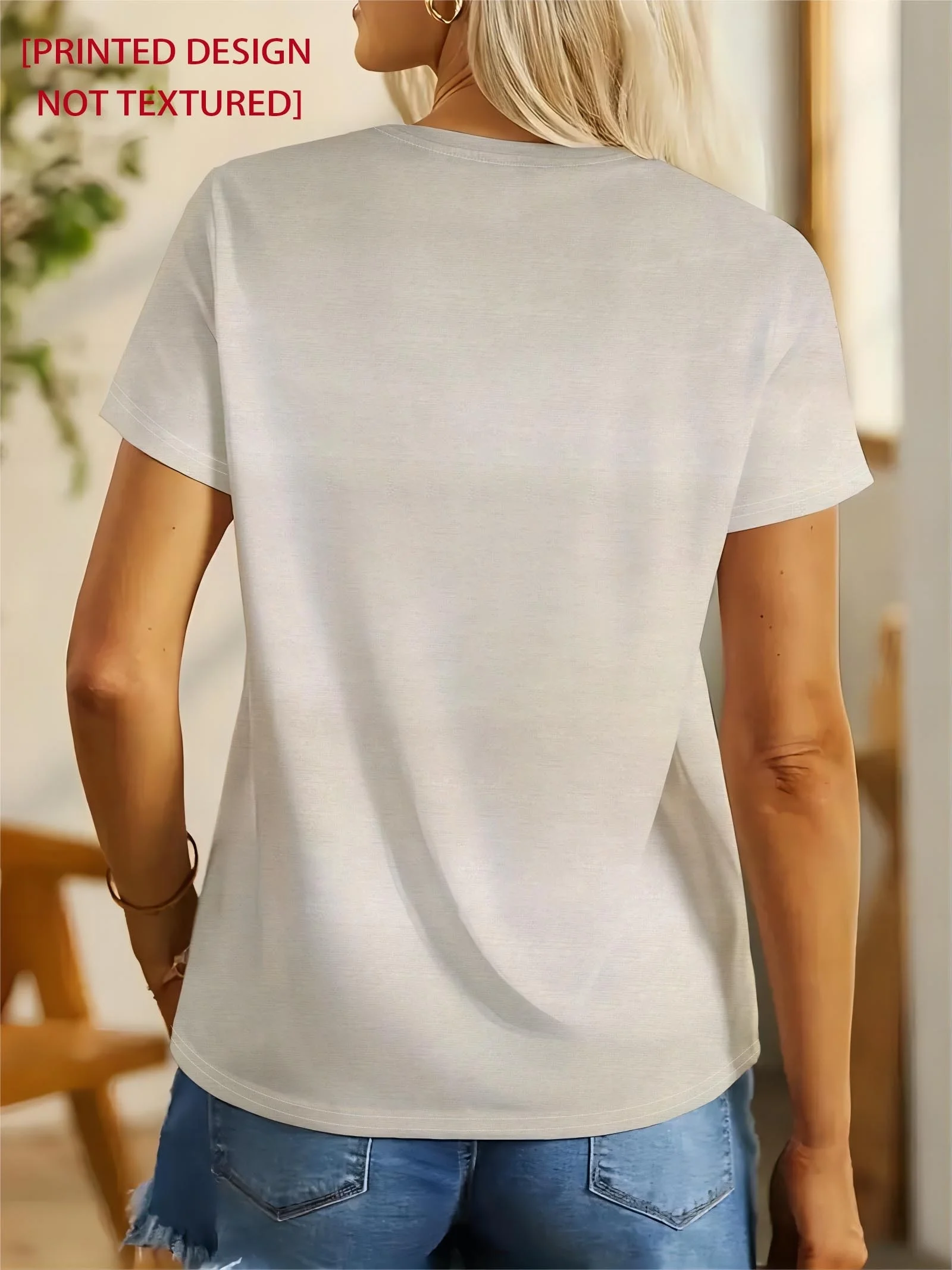 Women's T-shirt Round Neck Faux Embroidery Cute Bird Print Short Sleeve Casual Street Daily Summer Women Clothes