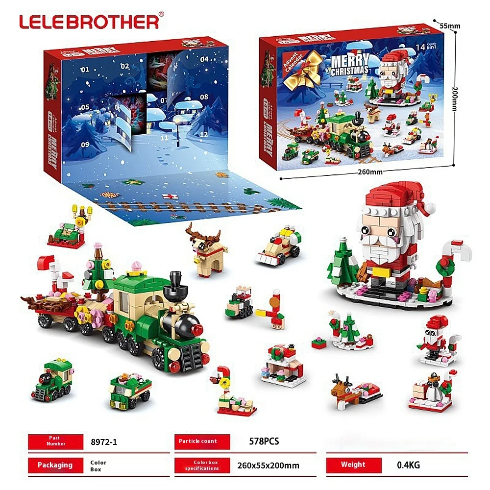 Vrolijk Kerstfeest Speelgoed Boom Gebouw Klemblokken Bakstenen Kerstdorp Speelgoed Cadeau Decoraties Beeldje voor Diy Kerstcadeau