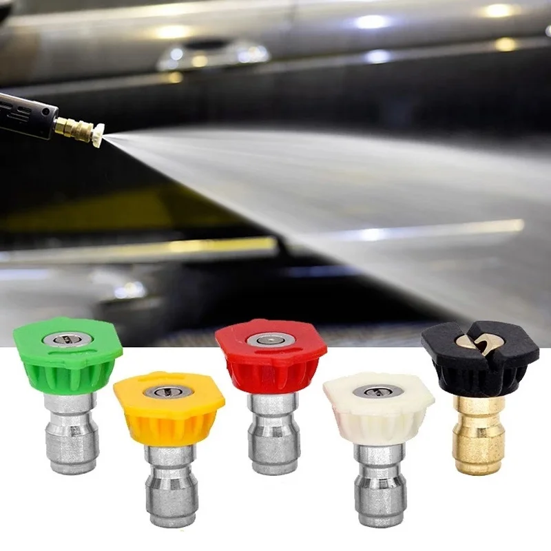 High Pressure Washer Sprayer Nozzle Quick Connector Car Washing Nozzles Tool Garden Metal Jet Lance Nozzle Multiple Degree