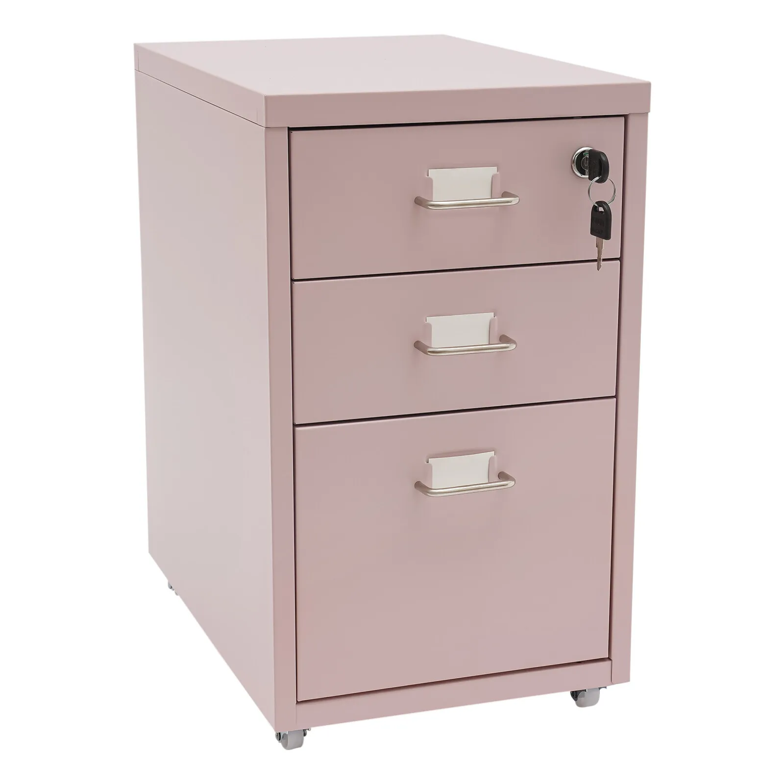 Organizzatore di file con serratura a 3 cassetti, armadietto da ufficio rosa, armadietto classificatore per uffici, biblioteche, aule, sale studio