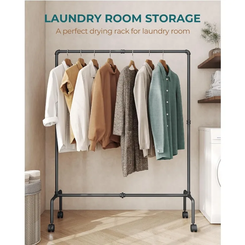 OROPY Industrial Pipe Clothing Rack Free Standing, Heavy Duty Detachable Clothes Rack, 4 Stable Feet for Garment Storage Display