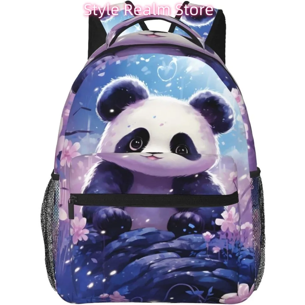 

Cute Cartoon Panda Lightweight Laptop Backpack Lightweight Multipurpose Travel Casual Daypack Unisex College Backapcks for Men W
