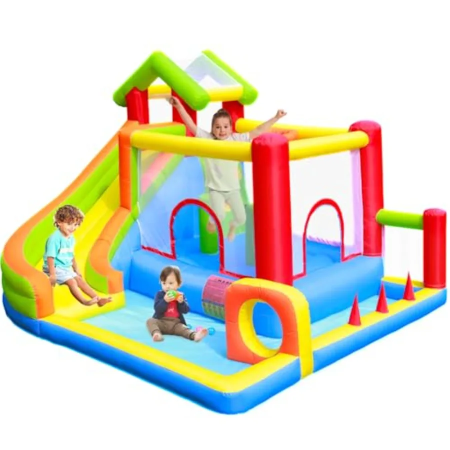 Casa di rimbalzo per castello gonfiabile gonfiabile con palla PitBouncer Uso interno ed esterno con scivoli lunghi Casa da salto a parete da arrampicata