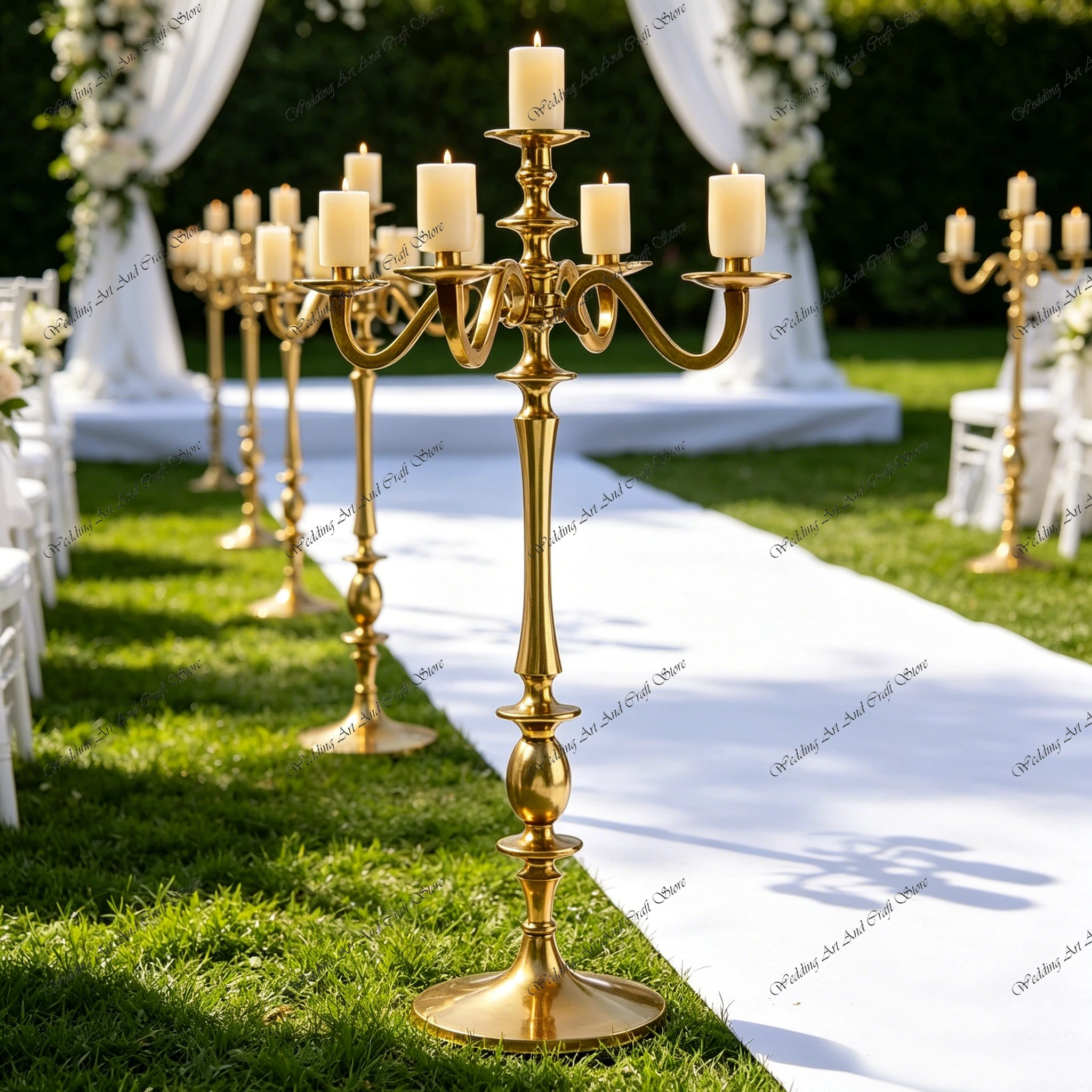 

8pcs f30 65-105cm Iron Wedding Party Table Centerpiece Classic Gold Candelabra Tall Table Centerpiece for Weddings Party ivy108