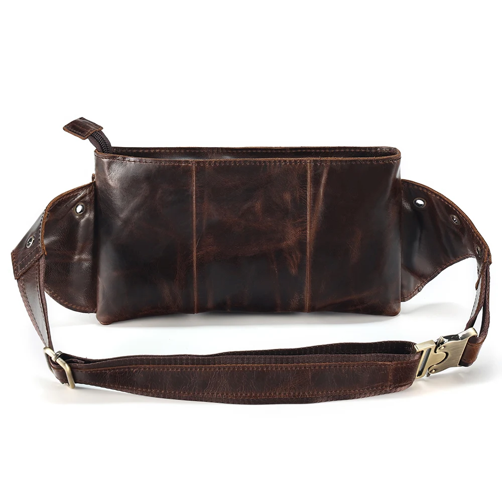 JOGUJOS Genuine Cowhide Leather Male Belt Bag Designer Vintage Waist Bags for Men Travel Chest Packs Multifunction Fanny Pack