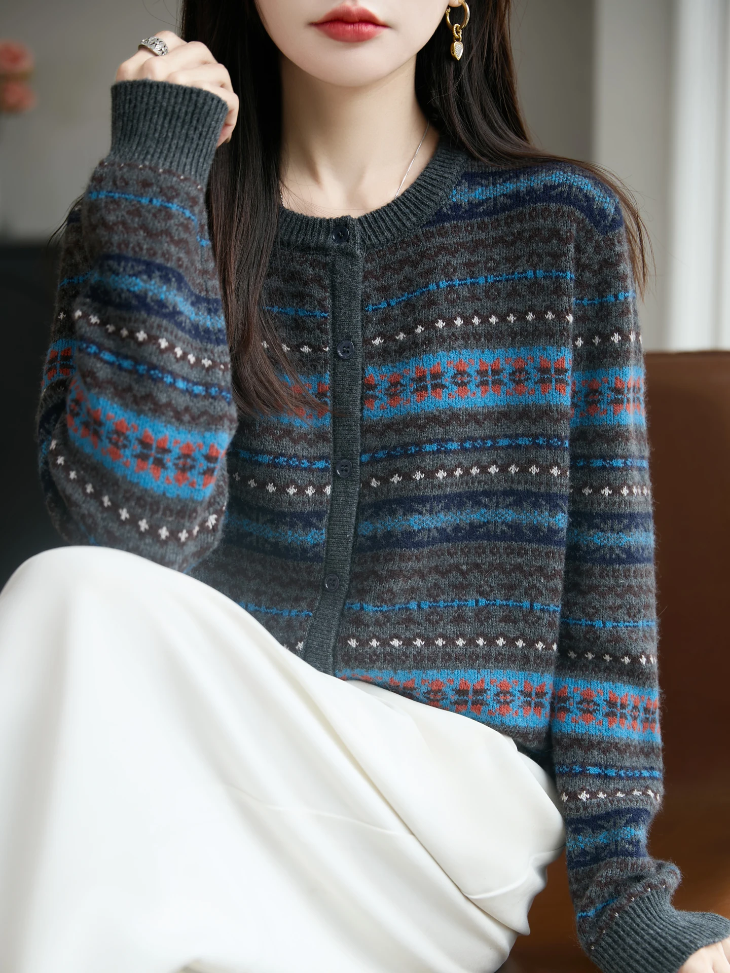 Neue Mode Herbst Winter Frau Pullover Elegante Weibliche Merino Wolle Strickwaren Retro Dicke Strickjacke Dame Langarm Kleidung Tops