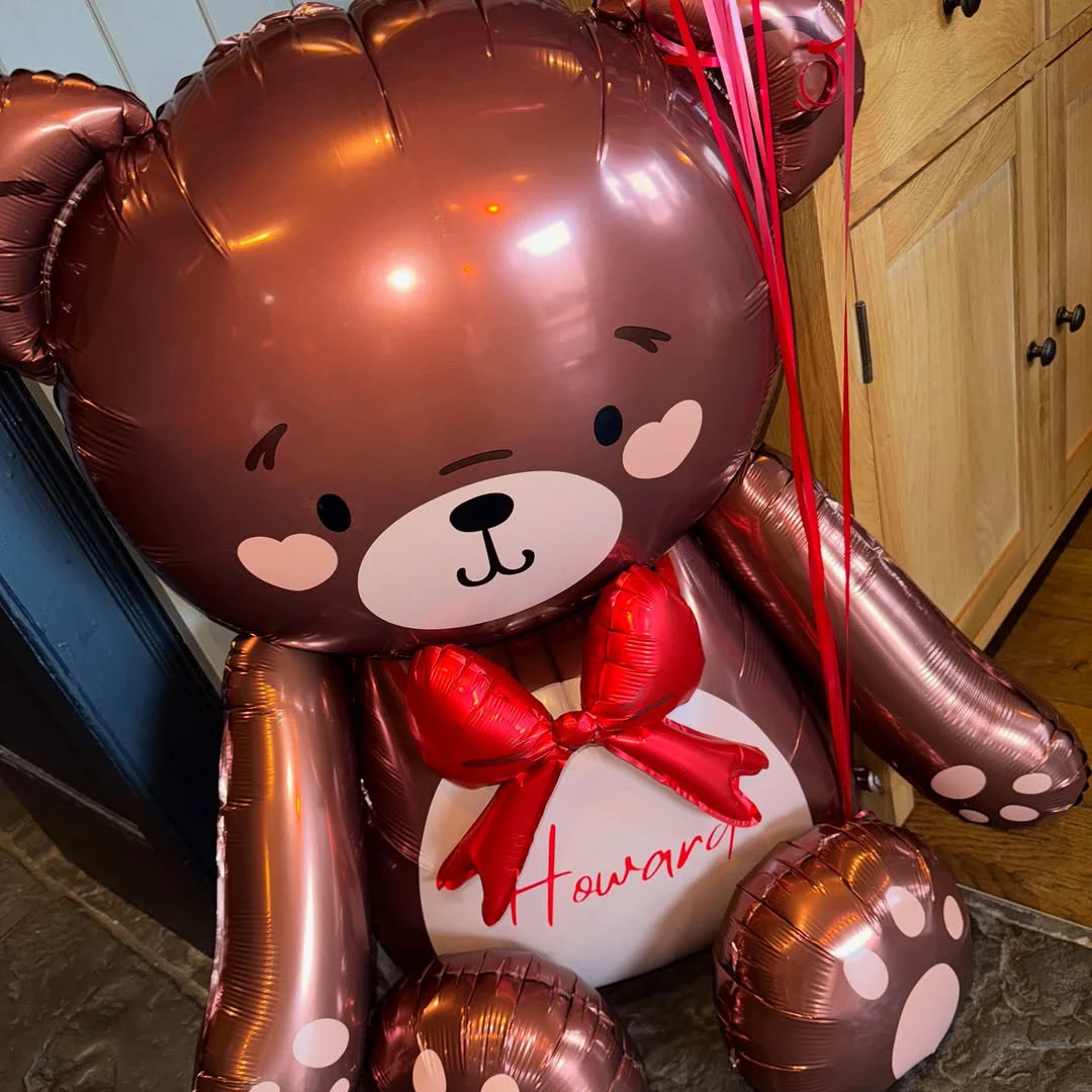 Schleife Bär Aluminiumfolie Ballon Braun/Mattweiß Bär Ballon Geburtstag Hochzeit Dusche Jahrestag Dekoration Geburtstagsgeschenk – Detail 6