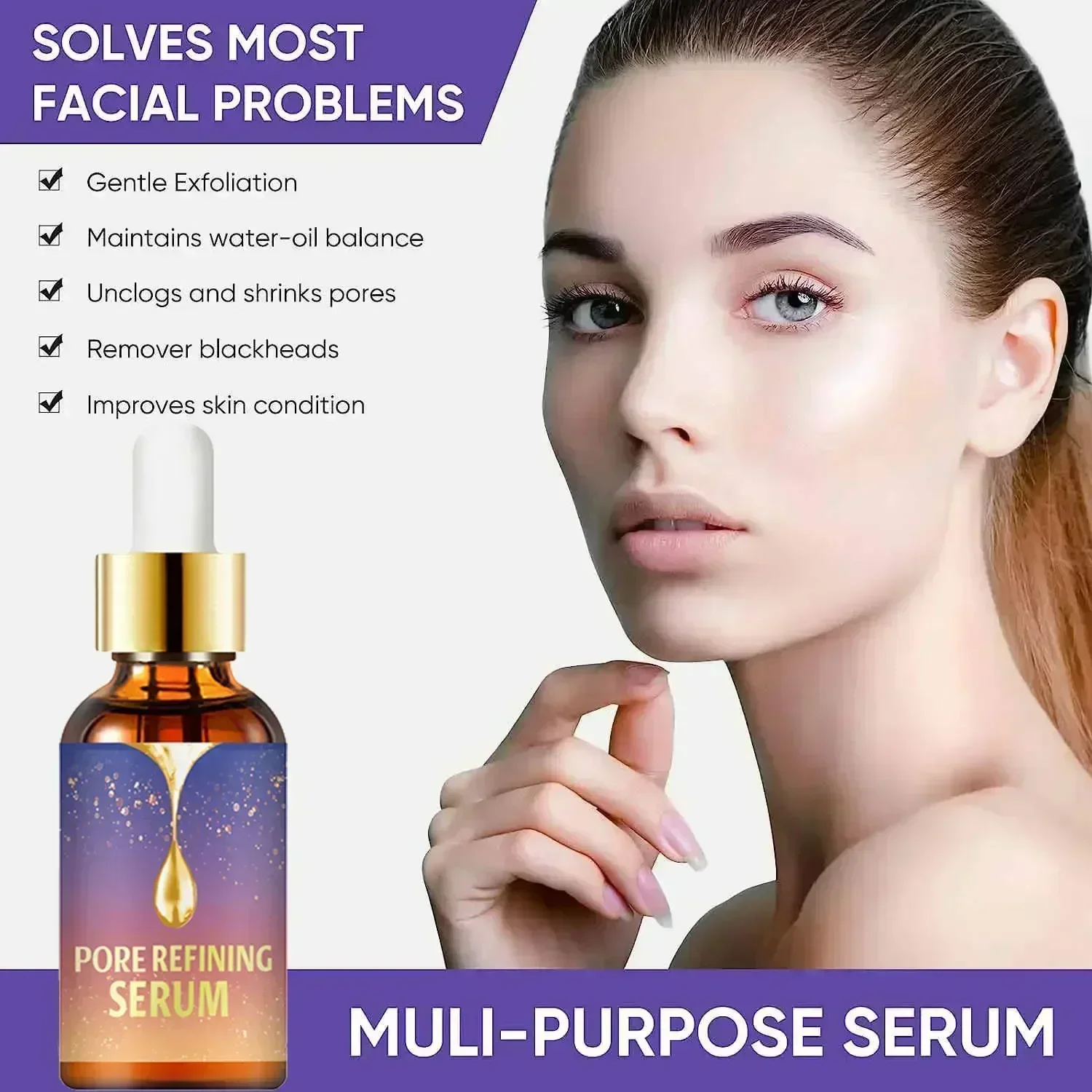 Shrinking Pores Facial Serum Removing Large Pores Moisturizing Essence Liquid Repair Firm Face Beauty Skin Care